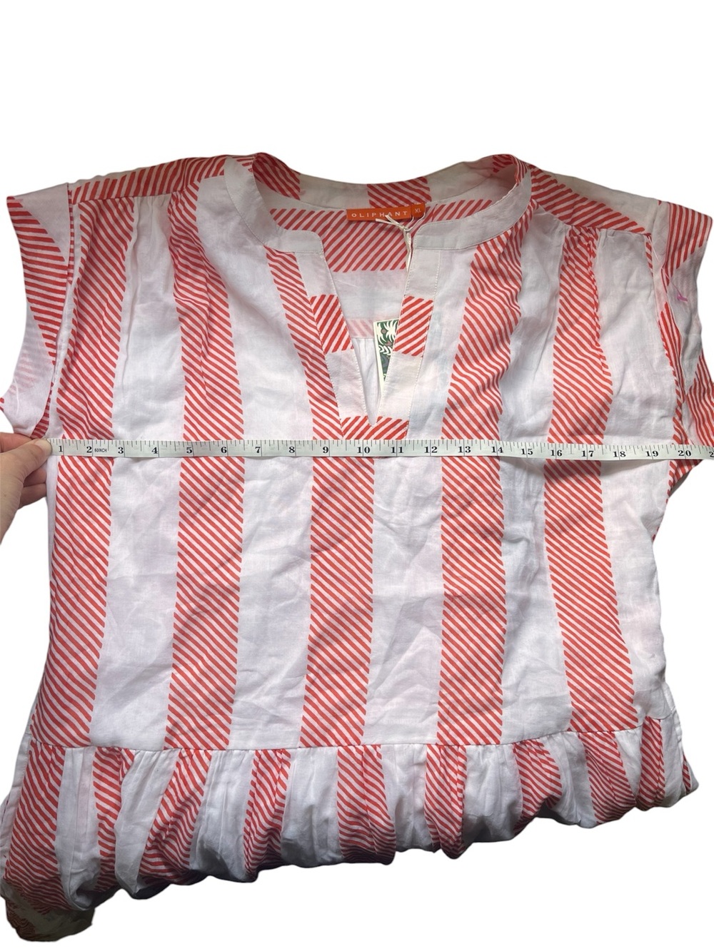 Oliphant NEW Coral and White Striped Tiered Mini Dress XL - Picture 5 of 14